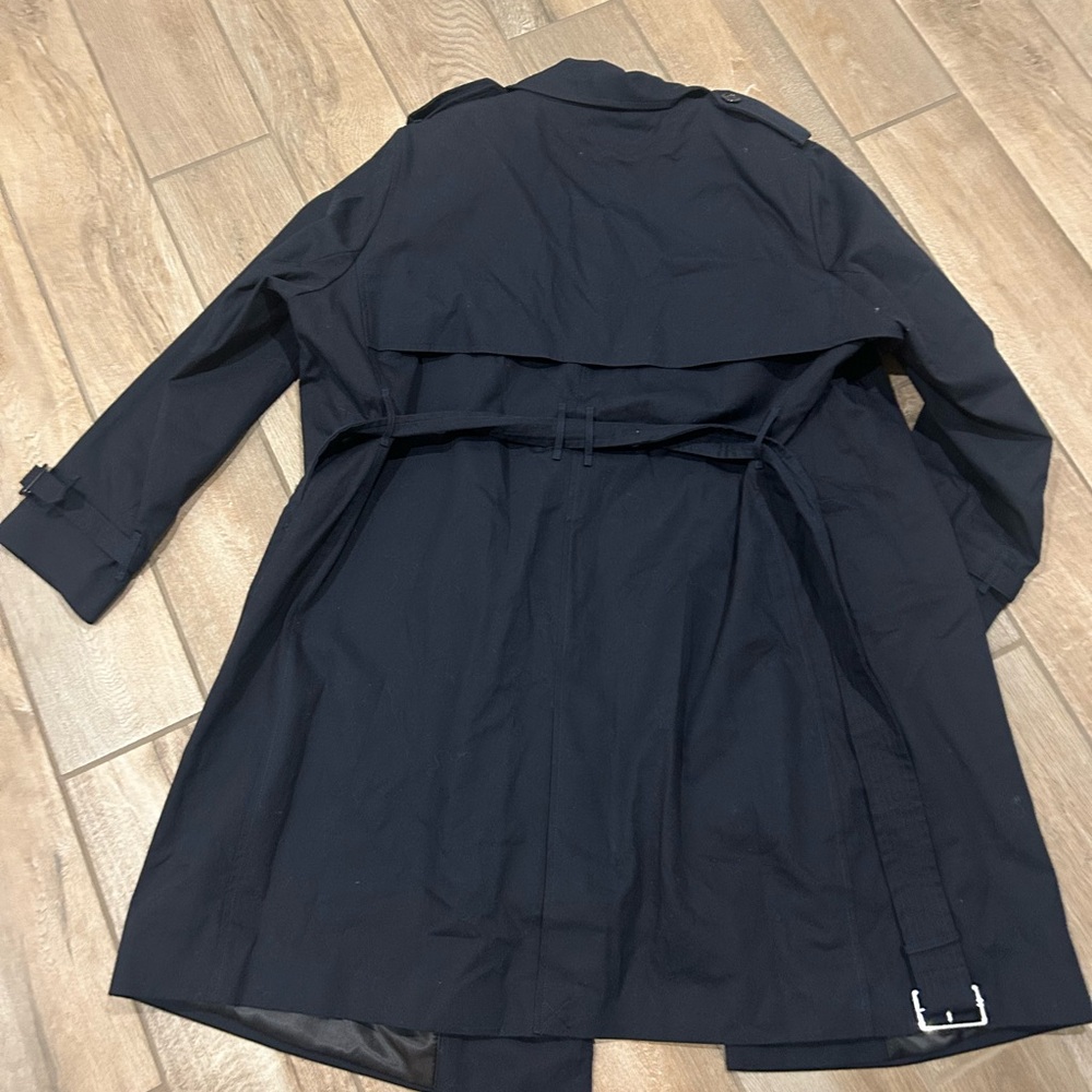 Mango MNG navy blue double-breasted water-repellent trench coat with a belt 2XL - Picture 10 of 12